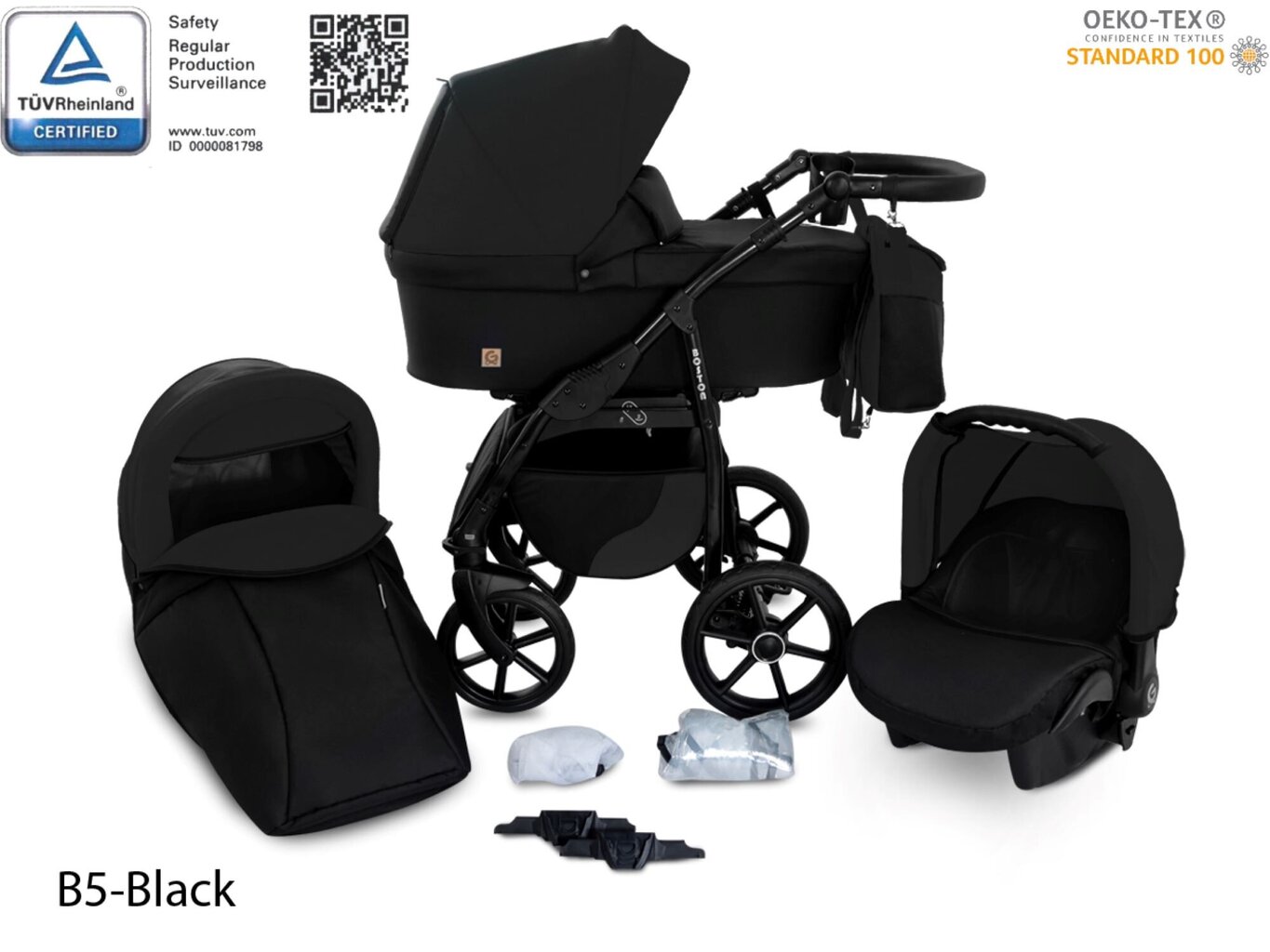 Universālie rati Boston Travel System 3in1, melni цена и информация | Bērnu rati | 220.lv