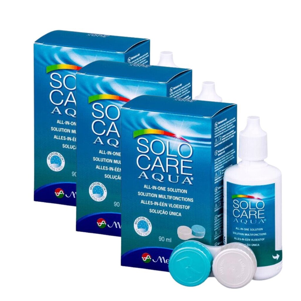 Kontaktlēcu kopšanas šķidrums Solocare Aqua, 90ml x 3gab. цена и информация | Kontaktlēcu šķidrumi | 220.lv