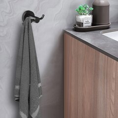 Двойная вешалка для полотенец черная цена и информация | Аксессуары для ванной комнаты | 220.lv