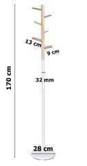 Drēbju pakaramais, 170 cm, balts cena un informācija | Drēbju pakaramie | 220.lv