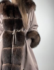 Parka sievietēm ar dabīgu arktiskās lapsas kažokādu, bēša/brūna cena un informācija | Sieviešu virsjakas | 220.lv