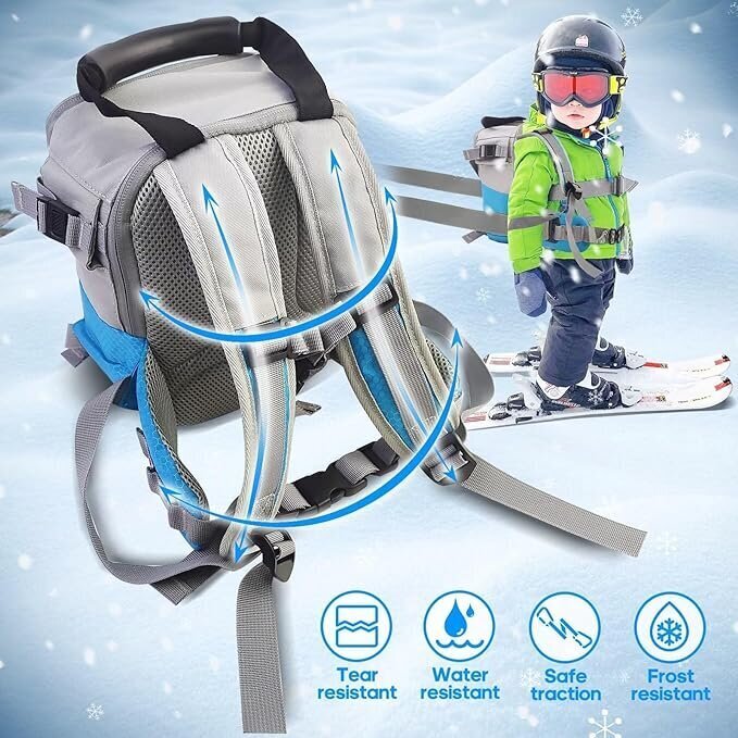Bērnu slēpošanas mugursoma, pelēka/zila cena un informācija | Sporta somas un mugursomas | 220.lv