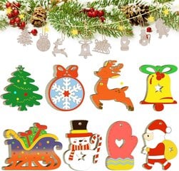 Ziemassvētku eglītes rotājumi, koka, 64 gab. cena un informācija | Eglīšu rotājumi | 220.lv