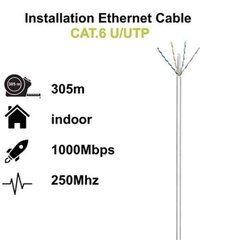 Ewent CAT.6 U/UTP, 305m cena un informācija | Kabeļi un vadi | 220.lv