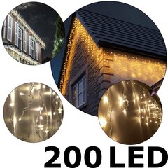 200 LED vītnes lāstekas C542, Silti balts, 7 m цена и информация | Гирлянды | 220.lv