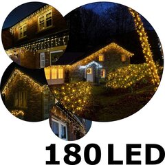 180 LED vītnes lāstekas C633, Siltas un aukstas baltas krāsas (Flash), 9 m cena un informācija | Ziemassvētku lampiņas, LED virtenes | 220.lv