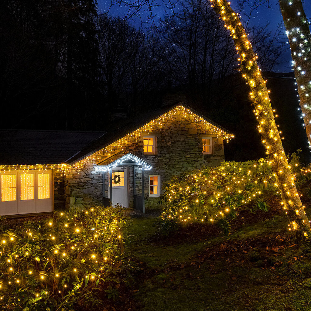 120 LED vītnes lāstekas C629, aukstas un siltas baltas krāsas (Flash), 6 m cena un informācija | Ziemassvētku lampiņas, LED virtenes | 220.lv