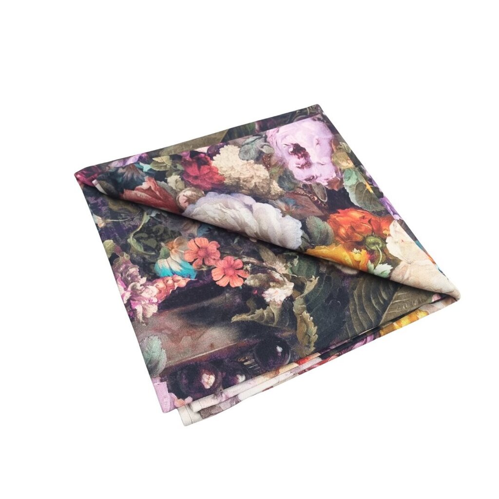 Košu ziedu dizaina galdauts, Hortensias Home, 230x140 cm, 100% kokvilna, Francine Black цена и информация | Galdauti, salvetes | 220.lv