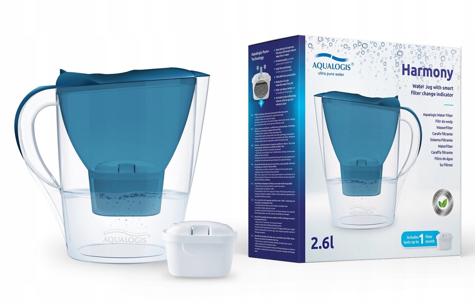 Aqualogis Harmony ūdens filtrēšanas trauks 2,6 l + 12 filtri cena un informācija | Ūdens filtri | 220.lv