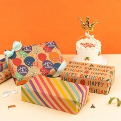 Подарочная бумага "С днем рождения", 3 шт. цена и информация | Упаковочные материалы для подарков | 220.lv