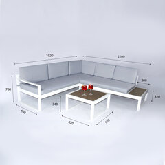 Dārza mēbeļu komplekts, stūra dīvāns ar galdiņu cena un informācija | Dārza mēbeļu komplekti | 220.lv