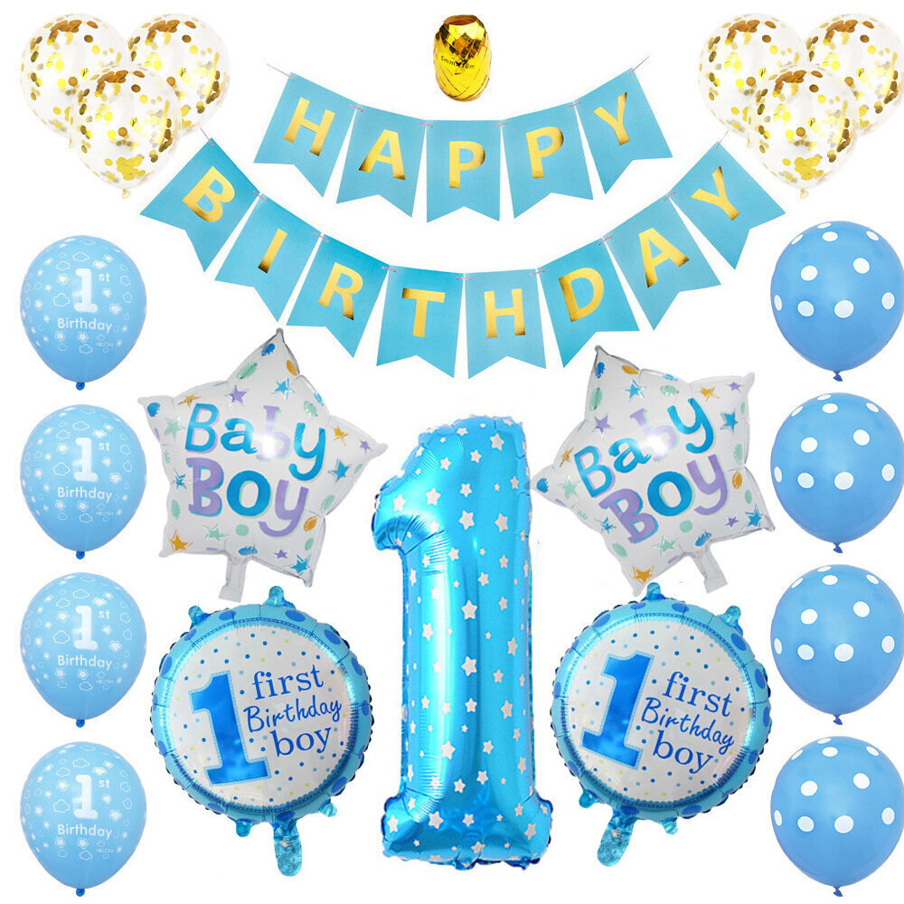 1 dzimšanas dienas balonu komplekts, Zaxer, 22 gab цена и информация | Baloni | 220.lv