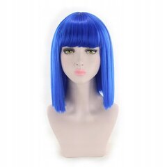 Zila parūka, taisni mati ar bārkstīm, W101 cena un informācija | Karnevāla kostīmi, maskas un parūkas | 220.lv