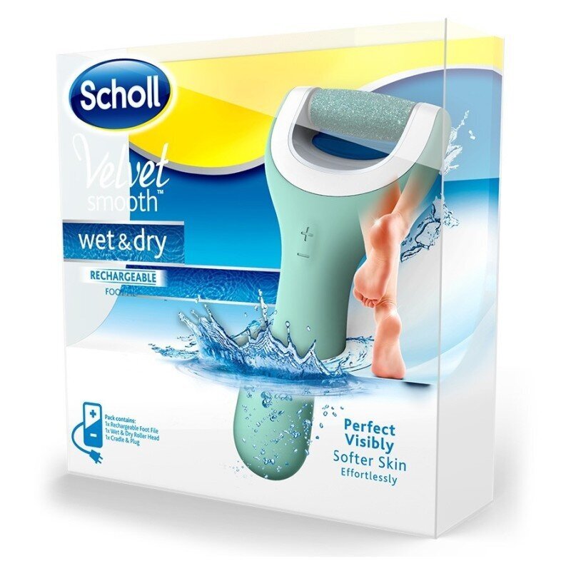 Pēdu vīles komplekts Scholl Velvet Smooth Wet&Dry cena un informācija | Pedikīra, manikīra piederumi | 220.lv