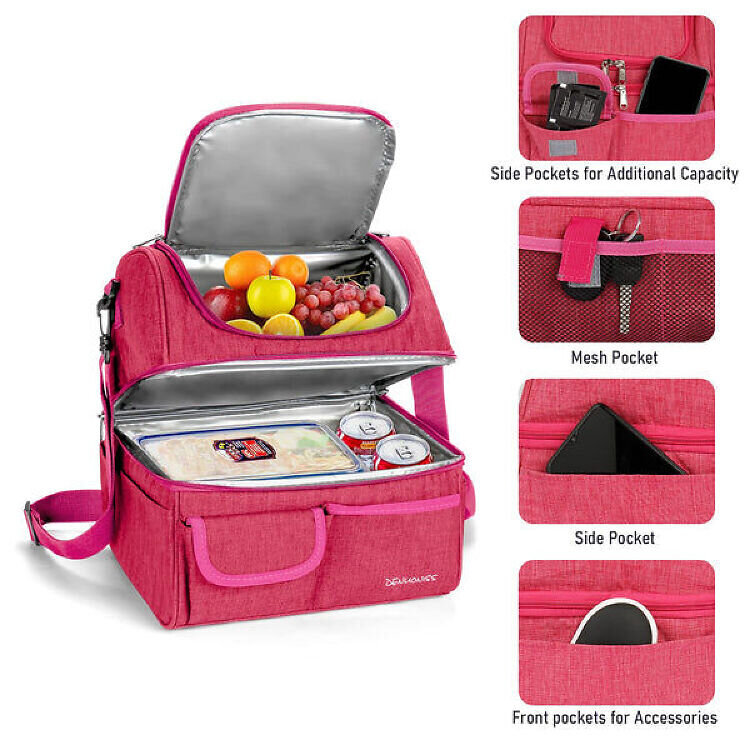 Kasimir divstāvu piknika soma/termo soma, 15L, rozā цена и информация | Trauki pārtikas uzglabāšanai | 220.lv