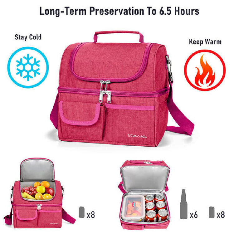 Kasimir divstāvu piknika soma/termo soma, 15L, rozā cena un informācija | Trauki pārtikas uzglabāšanai | 220.lv