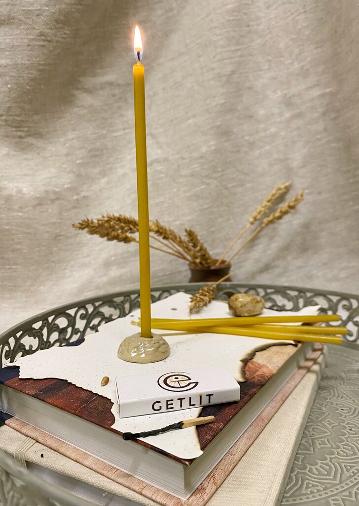 Get Lit Dabīgā bišu vaska sveces 10 gab., 17 cm cena un informācija | Sveces un svečturi | 220.lv