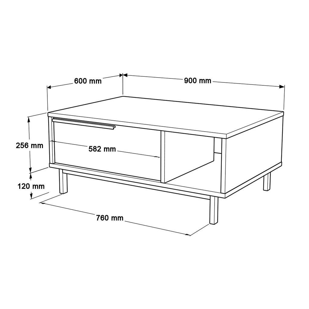 Kafijas galdiņš Asir, 90x37,6x60 cm, gaiši brūns cena un informācija | Žurnālgaldiņi | 220.lv