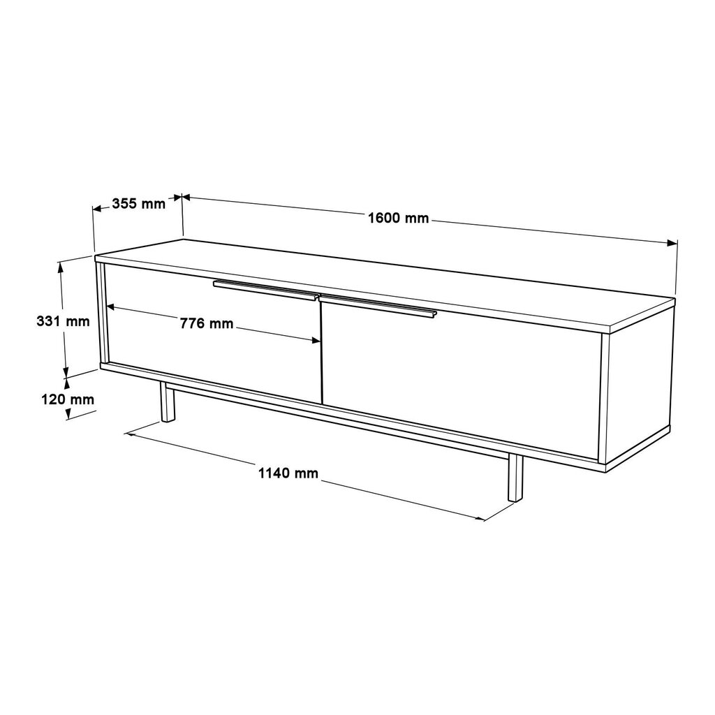 TV galdiņš Asir, 160x45,1x35,5 cm, brūns cena un informācija | TV galdiņi | 220.lv