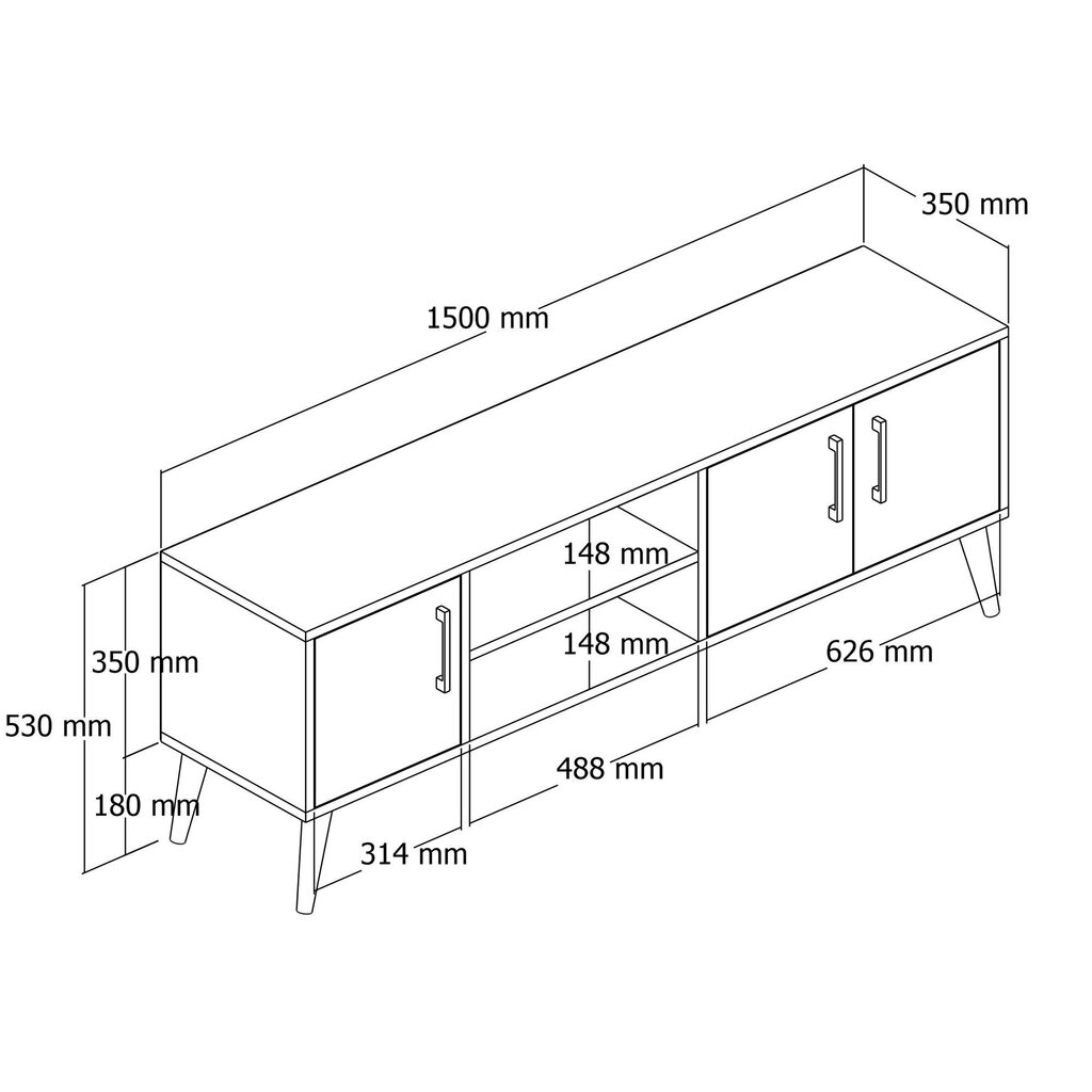 TV galdiņš Asir, 150x52x34 cm, brūns/balts cena un informācija | TV galdiņi | 220.lv