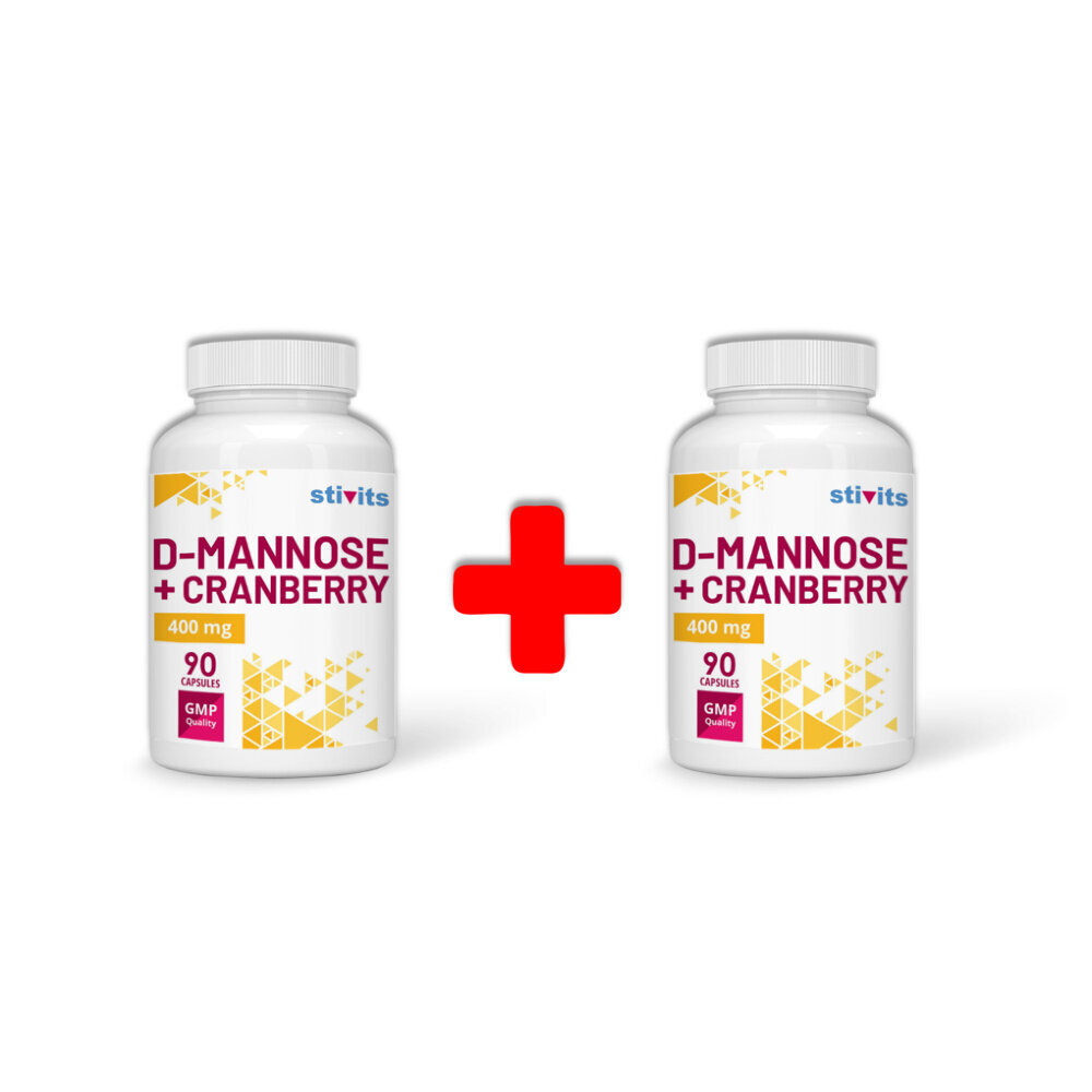 Uztura bagātinātājs Stivits 1+1 D-mannoze 400 mg + Dzērvenes vegānu, 180kapsulas cena un informācija | Vitamīni, preparāti, uztura bagātinātāji imunitātei | 220.lv
