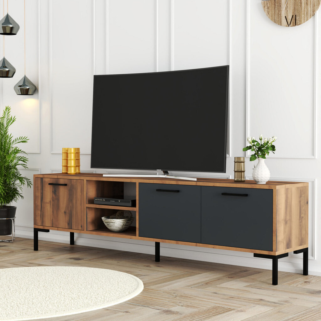 TV galdiņš Asir, 180x52x34 cm, brūns/pelēks cena un informācija | TV galdiņi | 220.lv