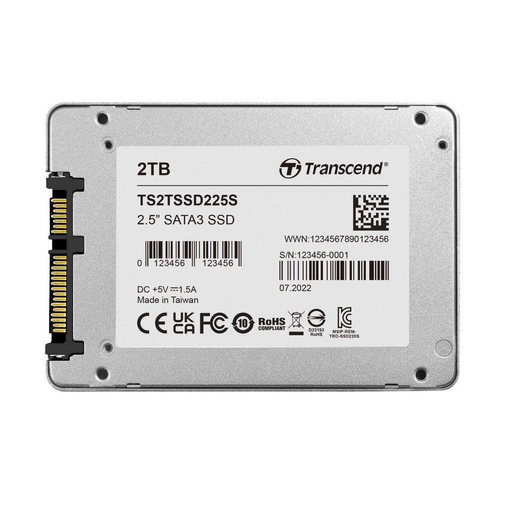 Transcend TS2TSSD225S цена и информация | Iekšējie cietie diski (HDD, SSD, Hybrid) | 220.lv