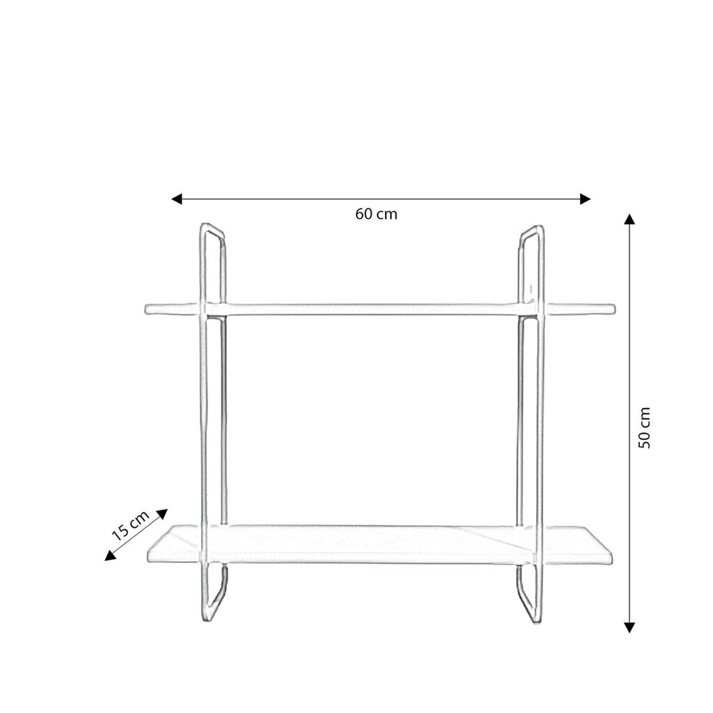 Sienas plaukts, Asir, 60x50x15 cm, zelts/balts cena un informācija | Plaukti | 220.lv