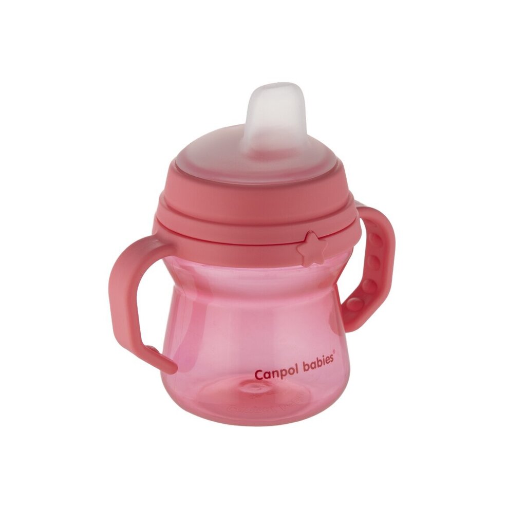 Pudelīte ar silikona snīpi Canpol Babies FirstCup, rozā, 6 mēn+, 150 ml цена и информация | Bērnu pudelītes un to aksesuāri | 220.lv