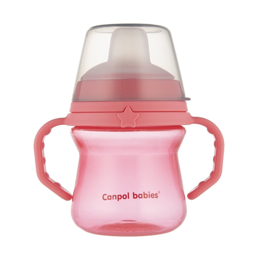 Pudelīte ar silikona snīpi Canpol Babies FirstCup, rozā, 6 mēn+, 150 ml цена и информация | Bērnu pudelītes un to aksesuāri | 220.lv