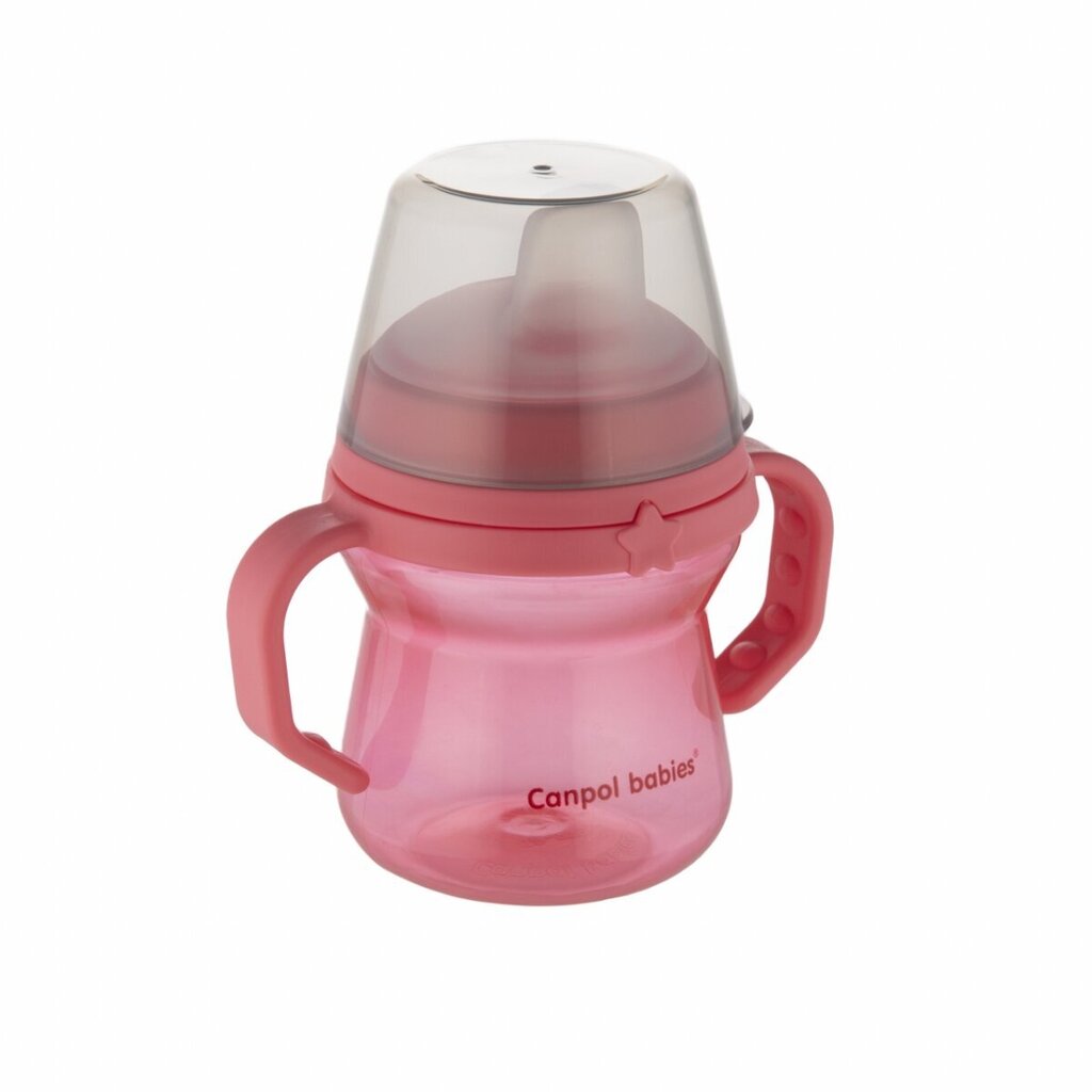 Pudelīte ar silikona snīpi Canpol Babies FirstCup, rozā, 6 mēn+, 150 ml цена и информация | Bērnu pudelītes un to aksesuāri | 220.lv