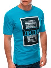 футболка с принтом s1601 - синяя цена и информация | Мужские футболки | 220.lv