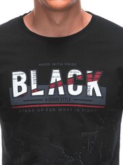 T-krekls vīriešiem Edoti s1878, melns cena un informācija | Vīriešu T-krekli | 220.lv