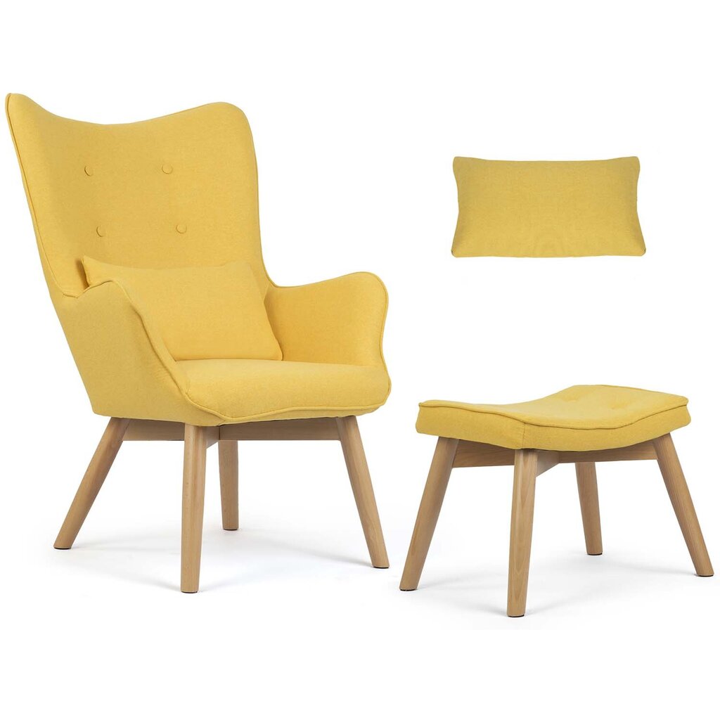 Krēsls ar kāju balstu, dzeltens цена и информация | Dārza krēsli | 220.lv