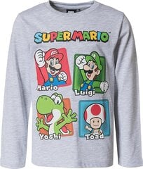 Детская футболка Super Mario - серый цена и информация | Рубашки для мальчиков | 220.lv