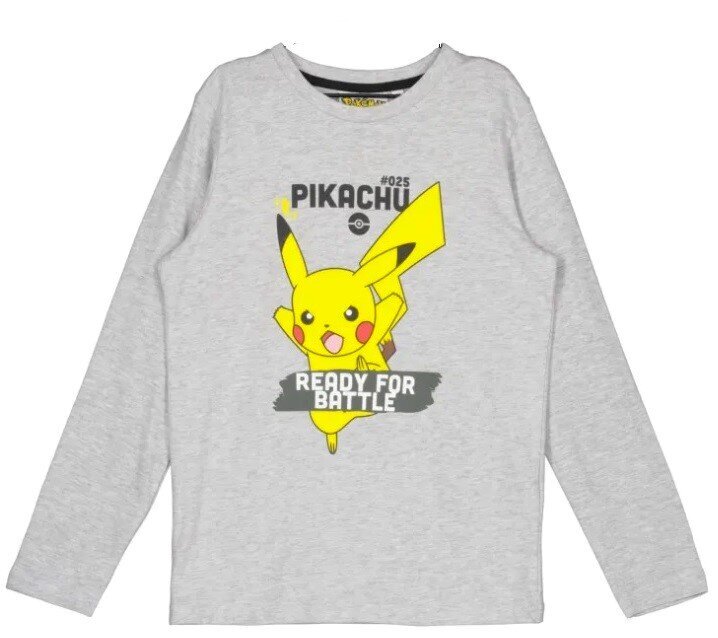 T-krekls bērniem Pokemon Pikachu, pelēks cena un informācija | Zēnu krekli | 220.lv