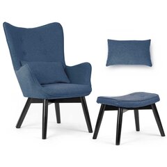 Кресло с подставкой для ног, синее цена и информация | Кресла в гостиную | 220.lv
