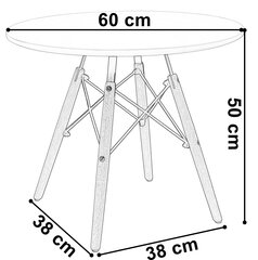 Apaļais galds - PARIS, 60 cm, balts cena un informācija | Žurnālgaldiņi | 220.lv