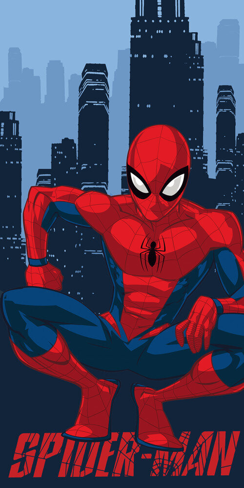 Dvielis Spiderman City, 70x140 cm cena un informācija | Dvieļi | 220.lv