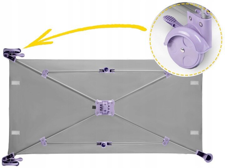 Ceļojumu gultiņa 125 x 65 x 78 cm, pelēka un lavandas krāsā цена и информация | Zīdaiņu gultas | 220.lv