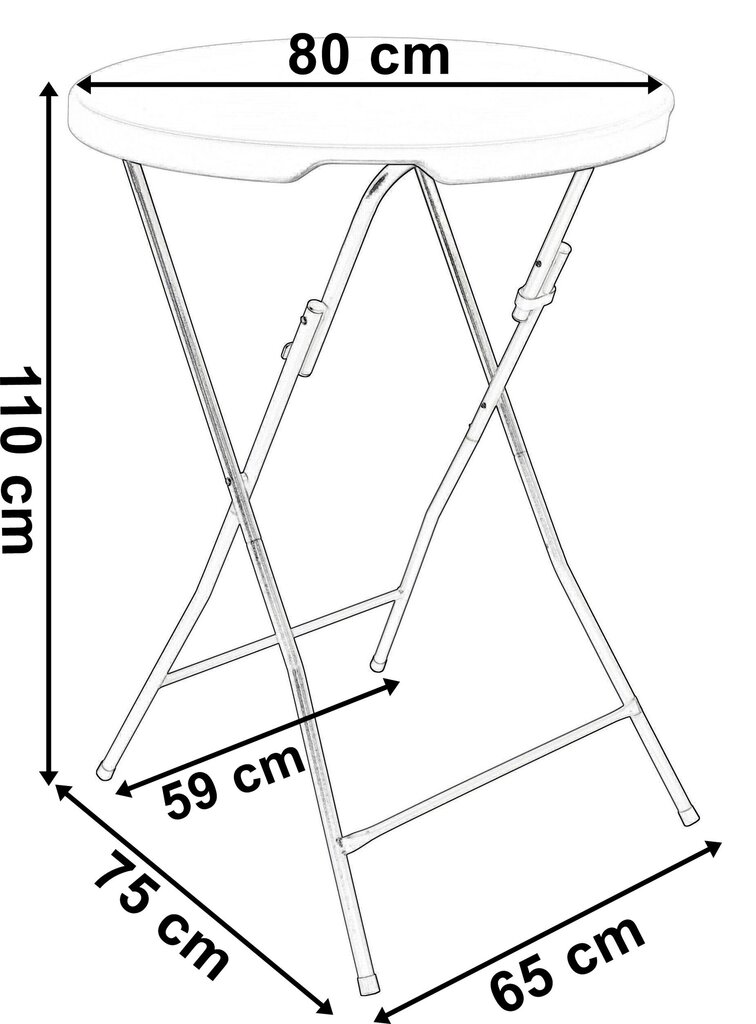 Saliekamais pusdienu galds 80 cm cena un informācija | Dārza galdi | 220.lv