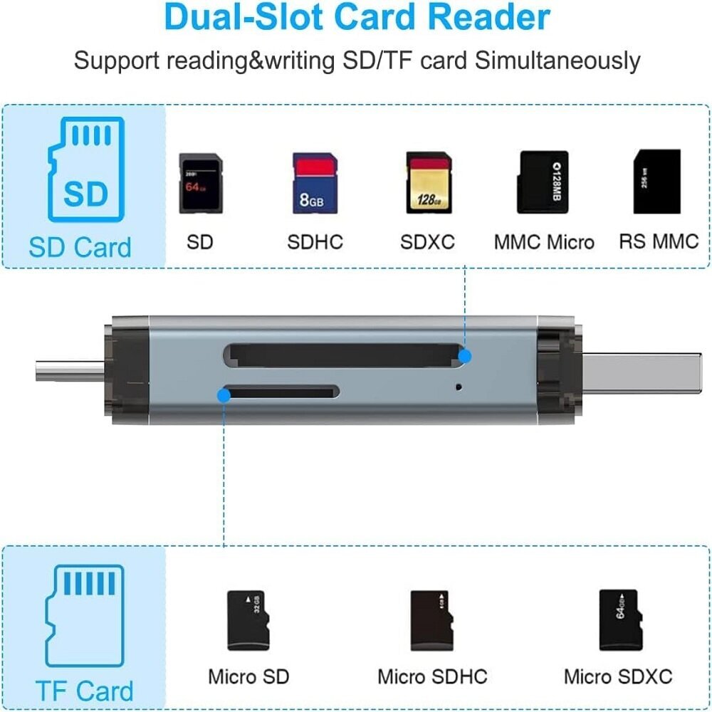 Atmiņas karšu lasītāja adapteris, 7 in 1. cena un informācija | Adapteri un USB centrmezgli | 220.lv
