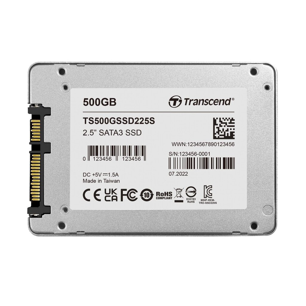 Transcend TS500GSSD225S цена и информация | Iekšējie cietie diski (HDD, SSD, Hybrid) | 220.lv