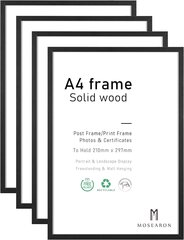 Деревянная фоторамка А4 ATOBART, 21 x 30 см, 4шт, черная цена и информация | Рамки, фотоальбомы | 220.lv