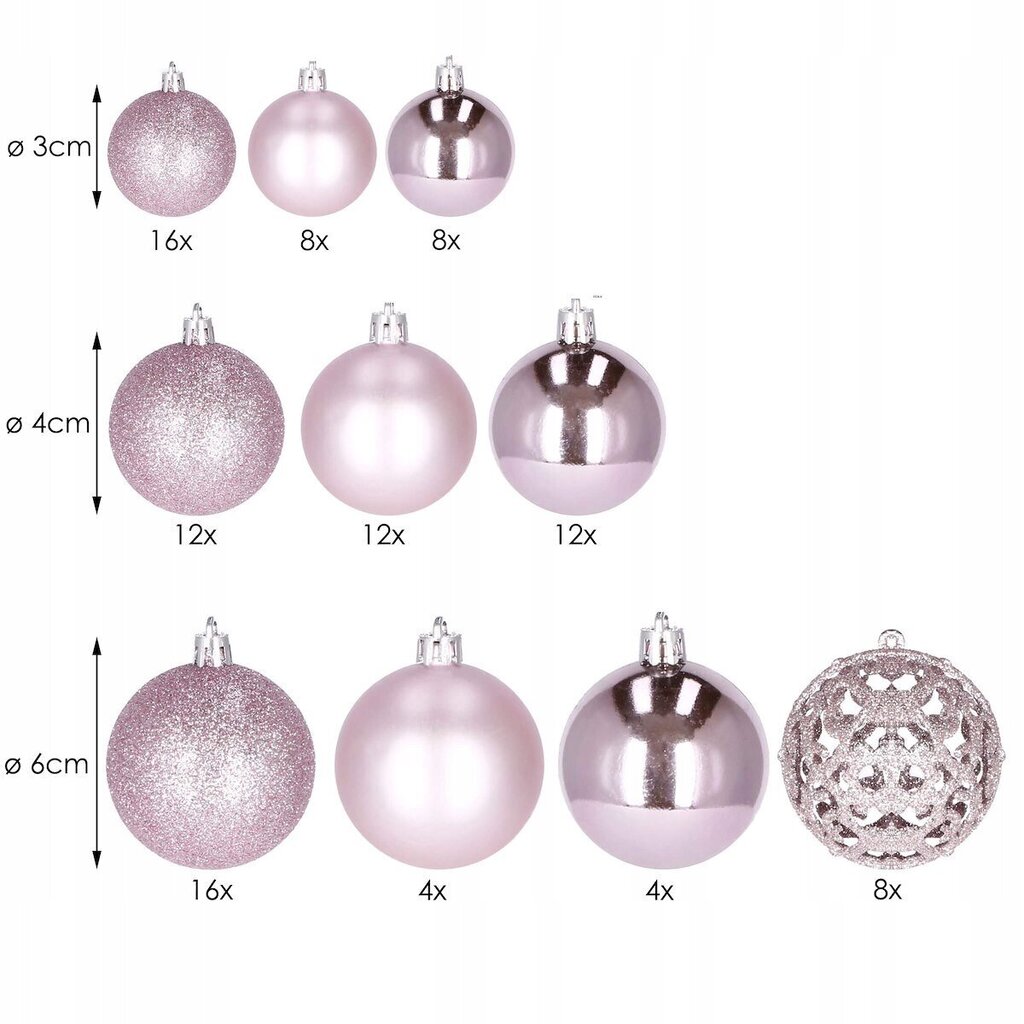 Ziemassvētku rotājumu komplekts, 100 gab. rozā cena un informācija | Ziemassvētku dekorācijas | 220.lv