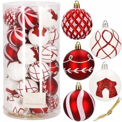 Ziemassvētku eglīšu rotaļlietu komplekts - sarkans, 30gab cena un informācija | Ziemassvētku dekorācijas | 220.lv