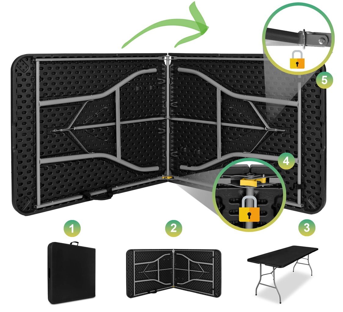 Saliekamais galds 80 cm melns cena un informācija | Dārza galdi | 220.lv