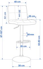 Bāra krēsls Arako, pelēks cena un informācija | Virtuves un ēdamistabas krēsli | 220.lv