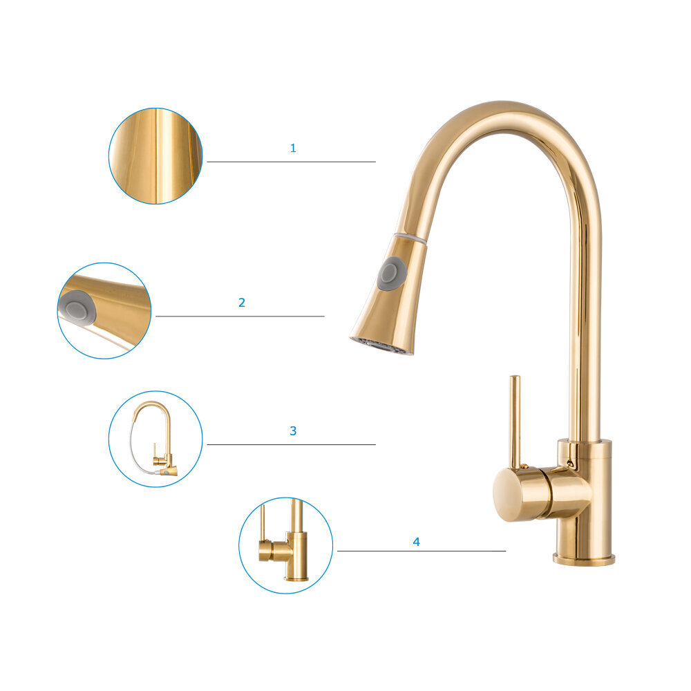 Virtuves maisītājs zelta čūska cena un informācija | Ūdens maisītāji virtuvei | 220.lv