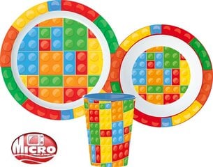 Детский набор посуды  Bricks, Lego Pattern , 3 части цена и информация | Детская посуда, контейнеры для молока и еды | 220.lv